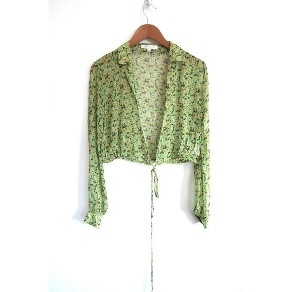 FAVORITE DAUGHTER Lover Floral Chiffon Wrap Crop Top Neiman Marcus S $188 - Picture 3 of 14